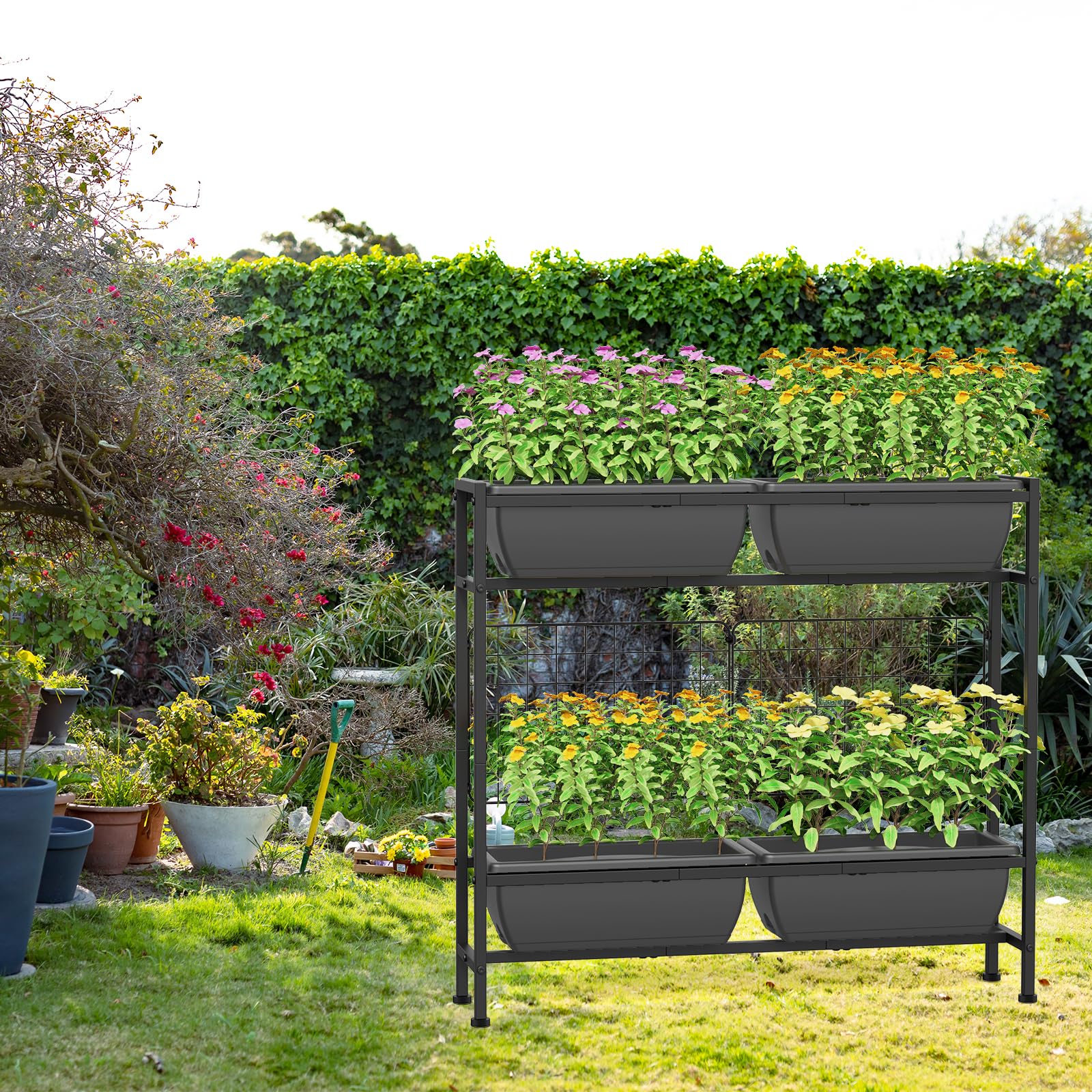 CADUKE on a balcony with herbs and flowers showing space-saving use