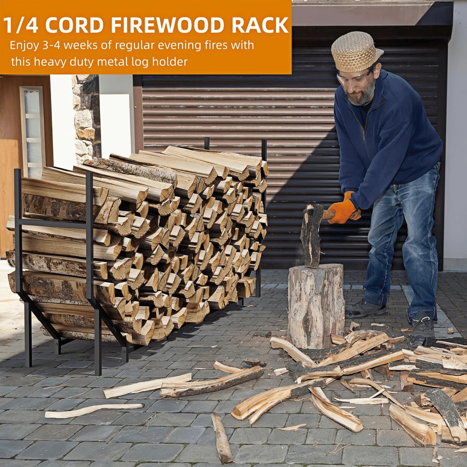 CADUKE elevated base emphasizing airflow benefit for drier firewood