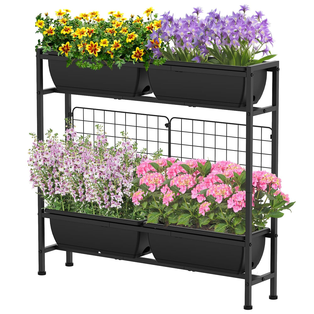 CADUKE front view elevated garden bed showing organized planting compartments and accessibility