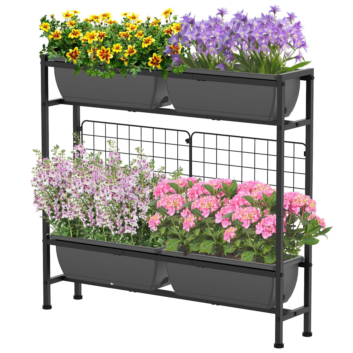 CADUKE front view of full planter showing organized planting and accessibility