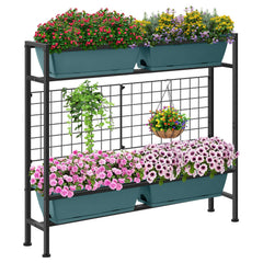 CADUKE front view of raised planter box showing organized planting zones and stability