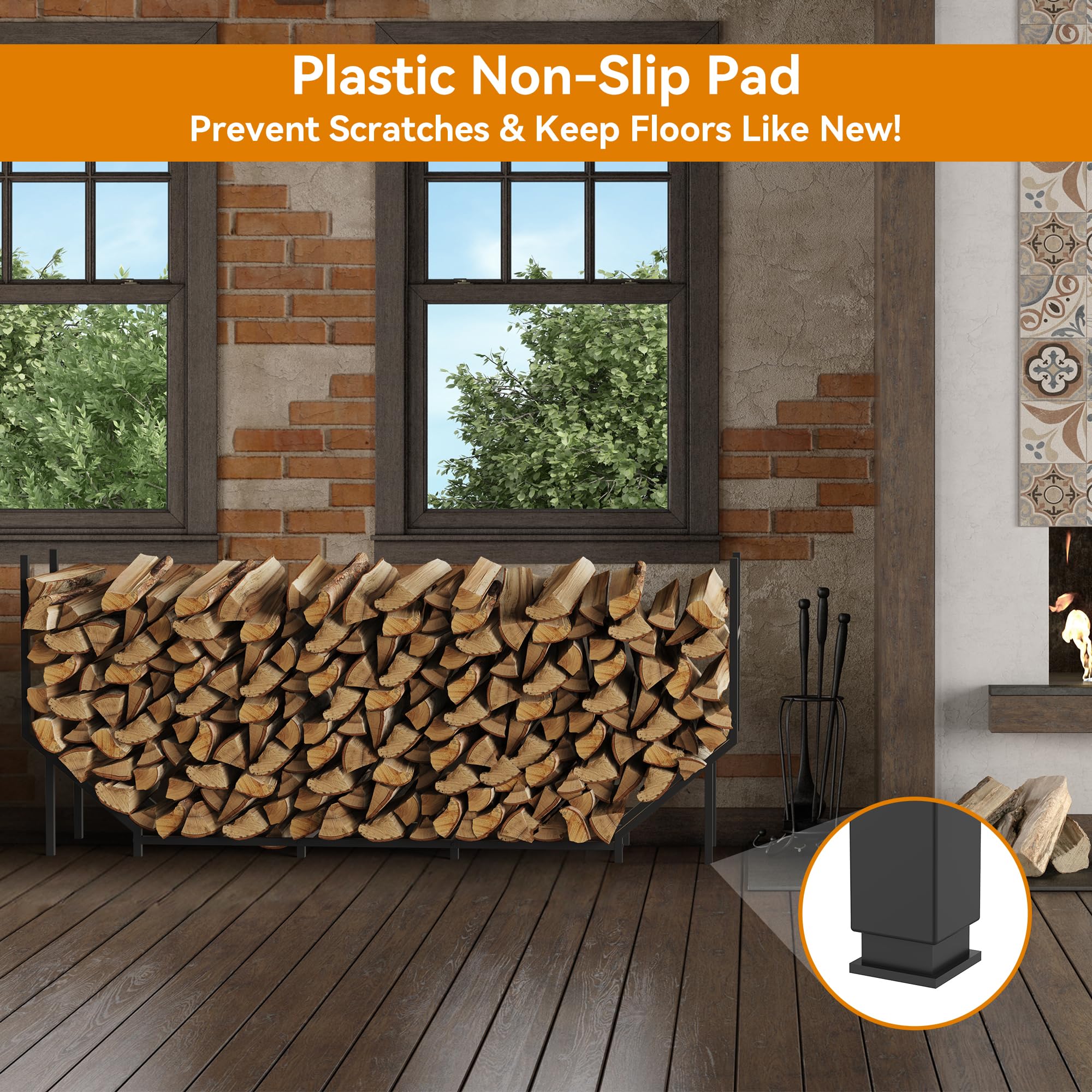 CADUKE indoor fireplace placement demonstrating floor-safe protection