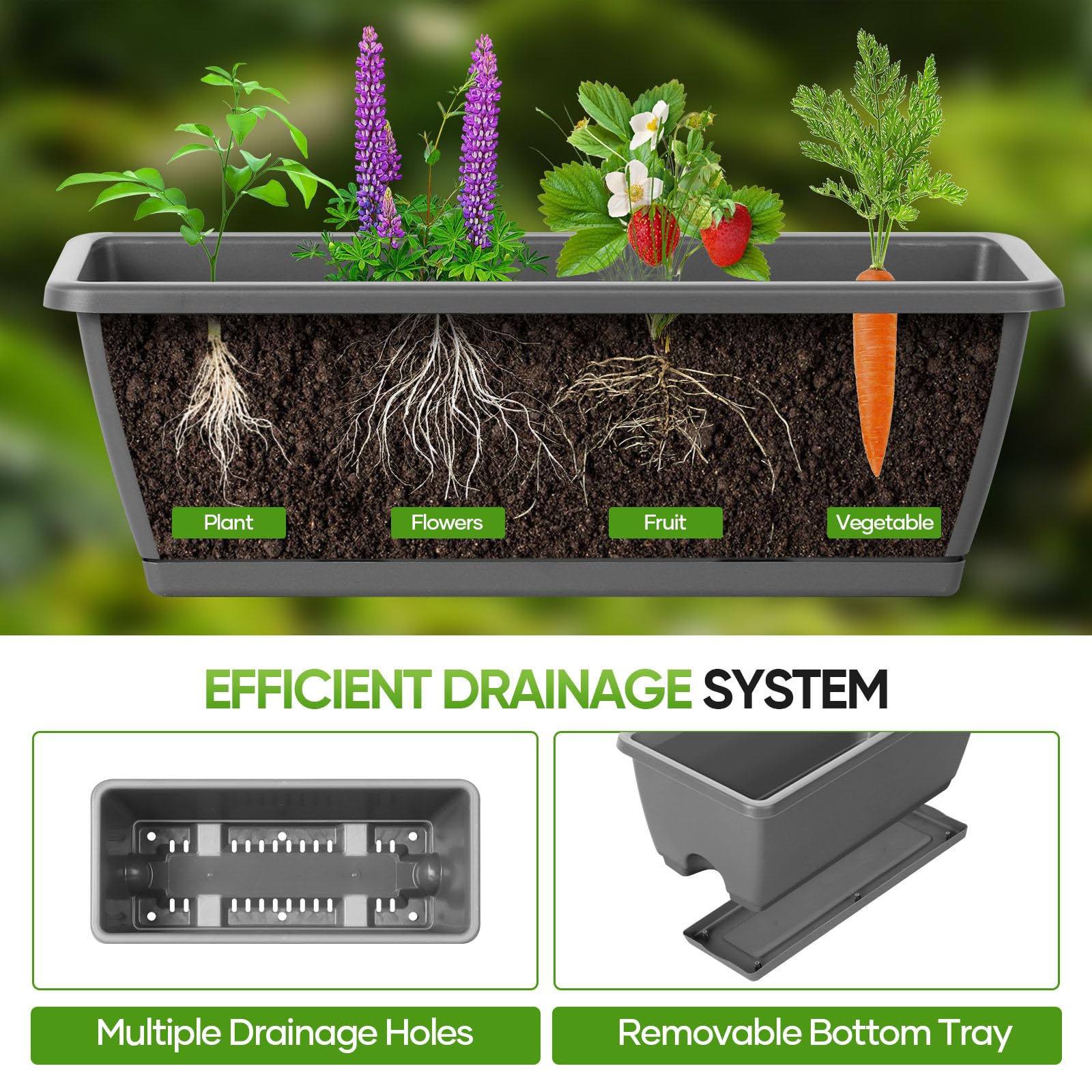 CADUKE top view with four separate compartments for organized gardening