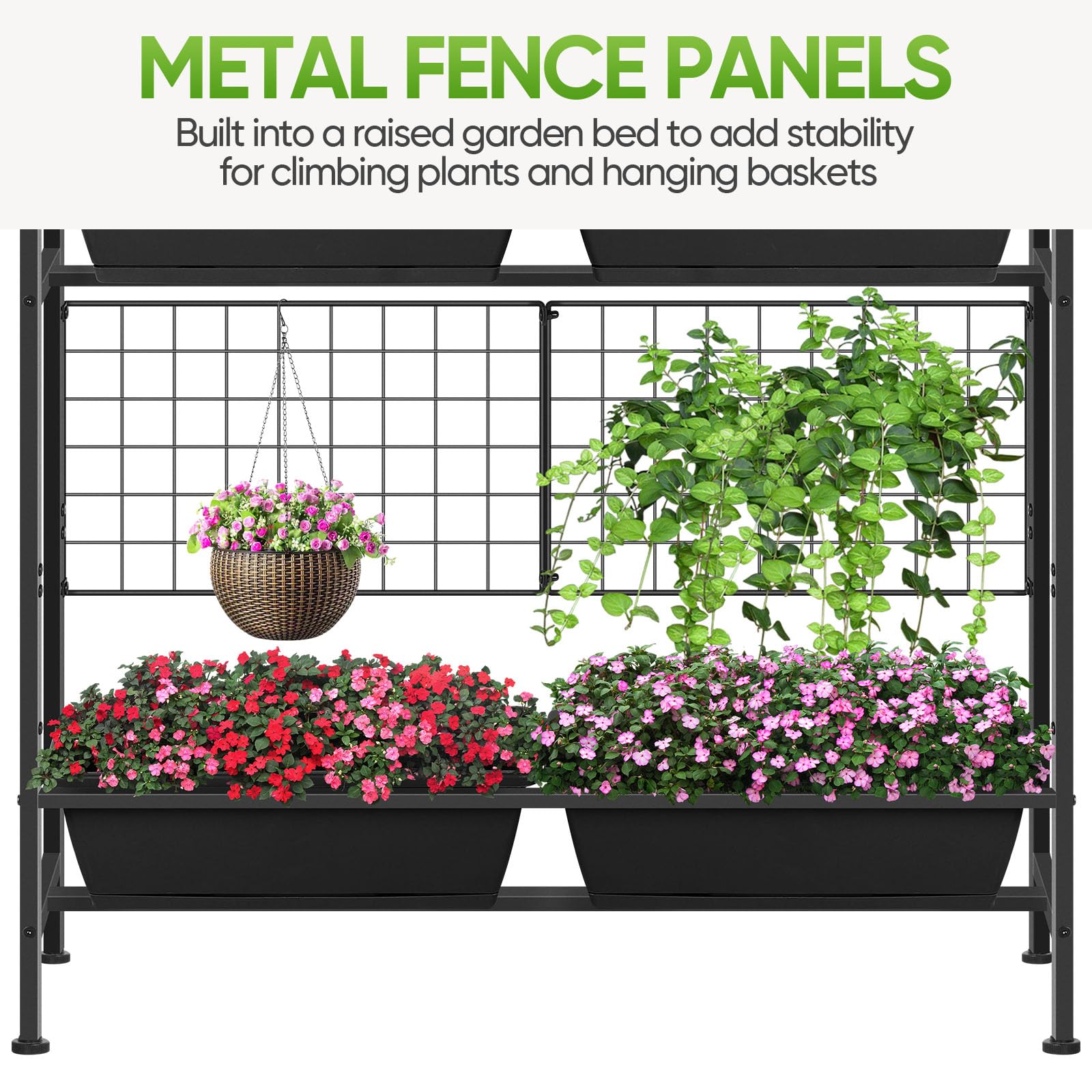 CADUKE trellis detail with climbing plants showing vertical support and space-saving benefit