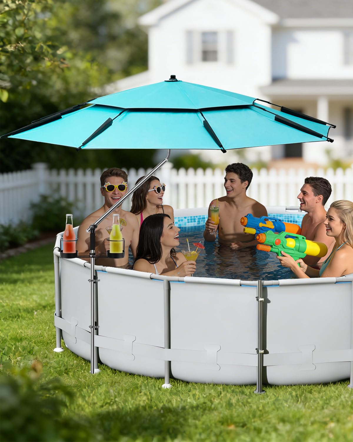 Calanofin size comparison next to lounge chair showing coverage