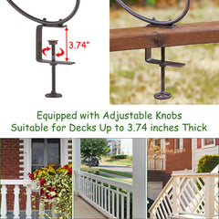 CaliDecor clamp attached to railing, demonstrates secure mounting and stability