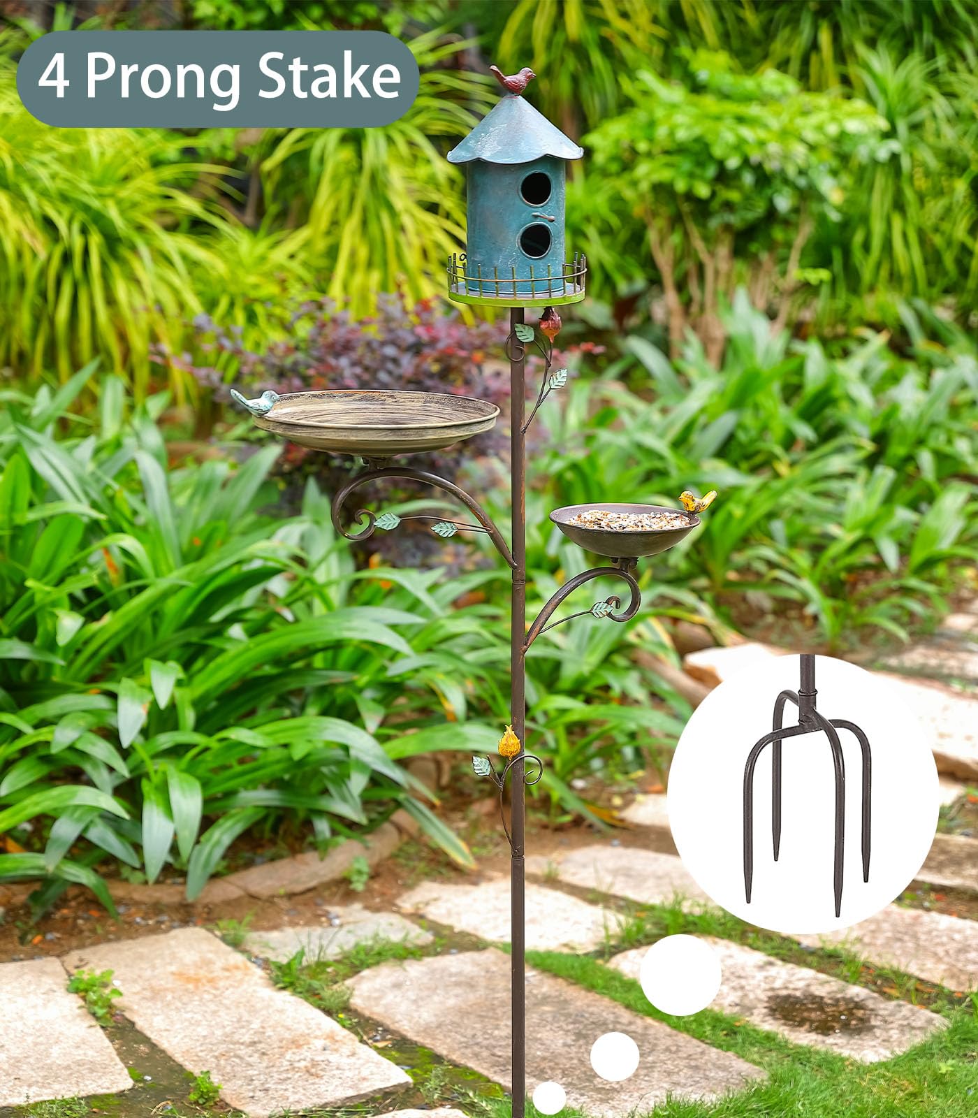 CaliDecor bird bath staged on patio enhancing garden decor and viewing benefit