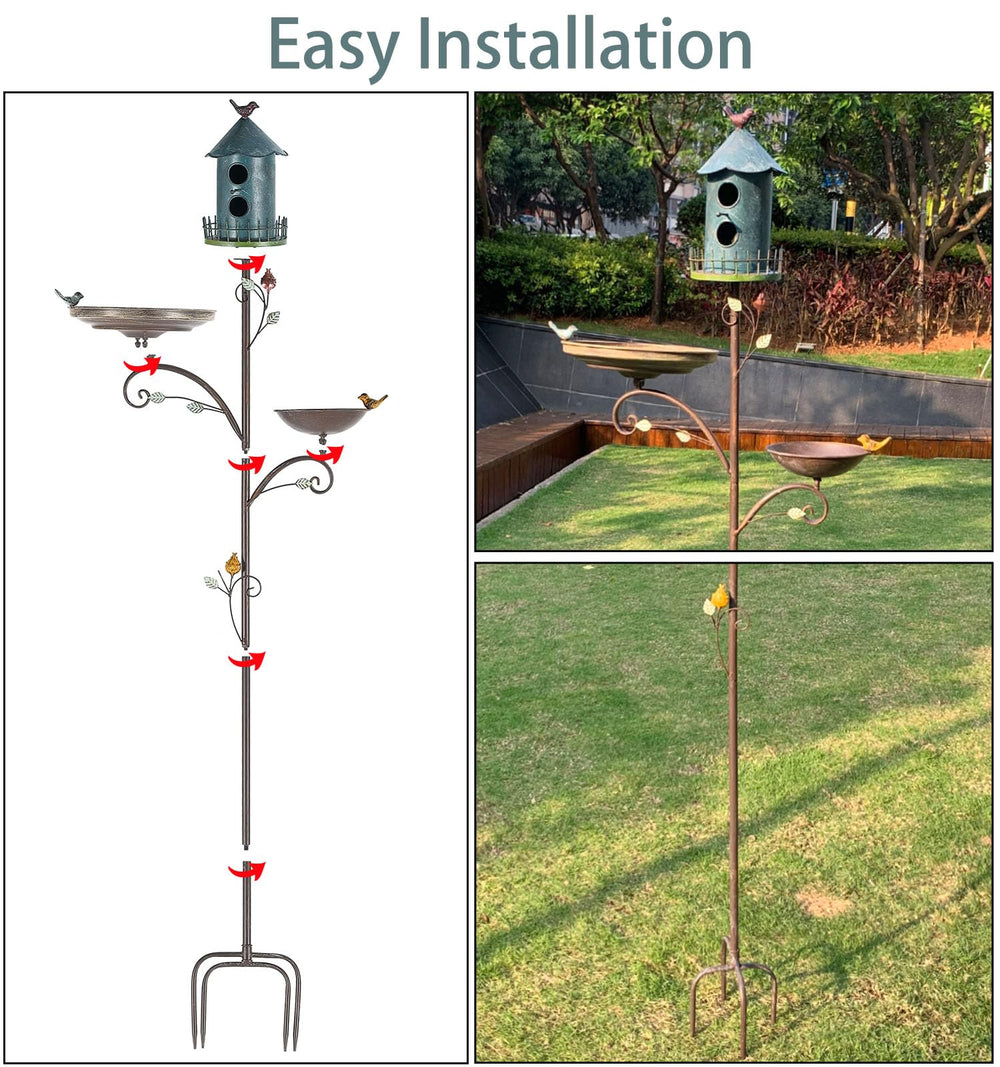 CaliDecor stake with 4-prong base anchored in soil for enhanced stability benefit