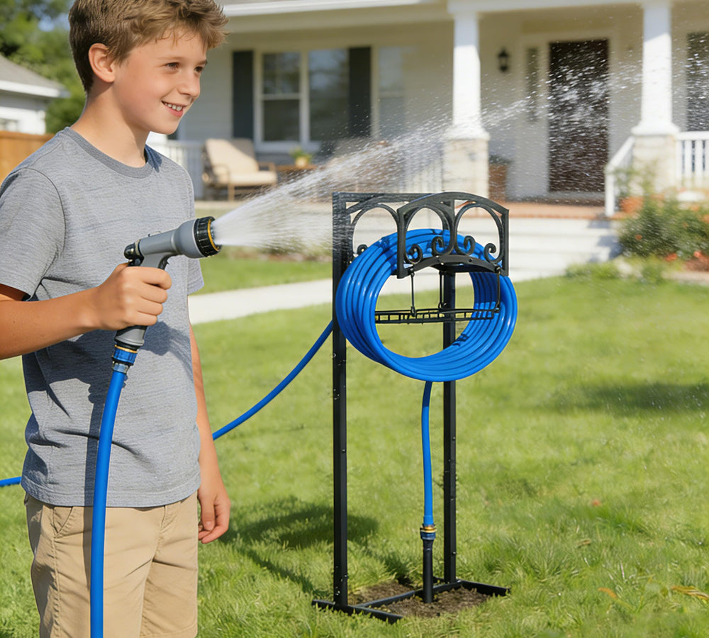 CALIDOLA size comparison showing hose length and stand proportions