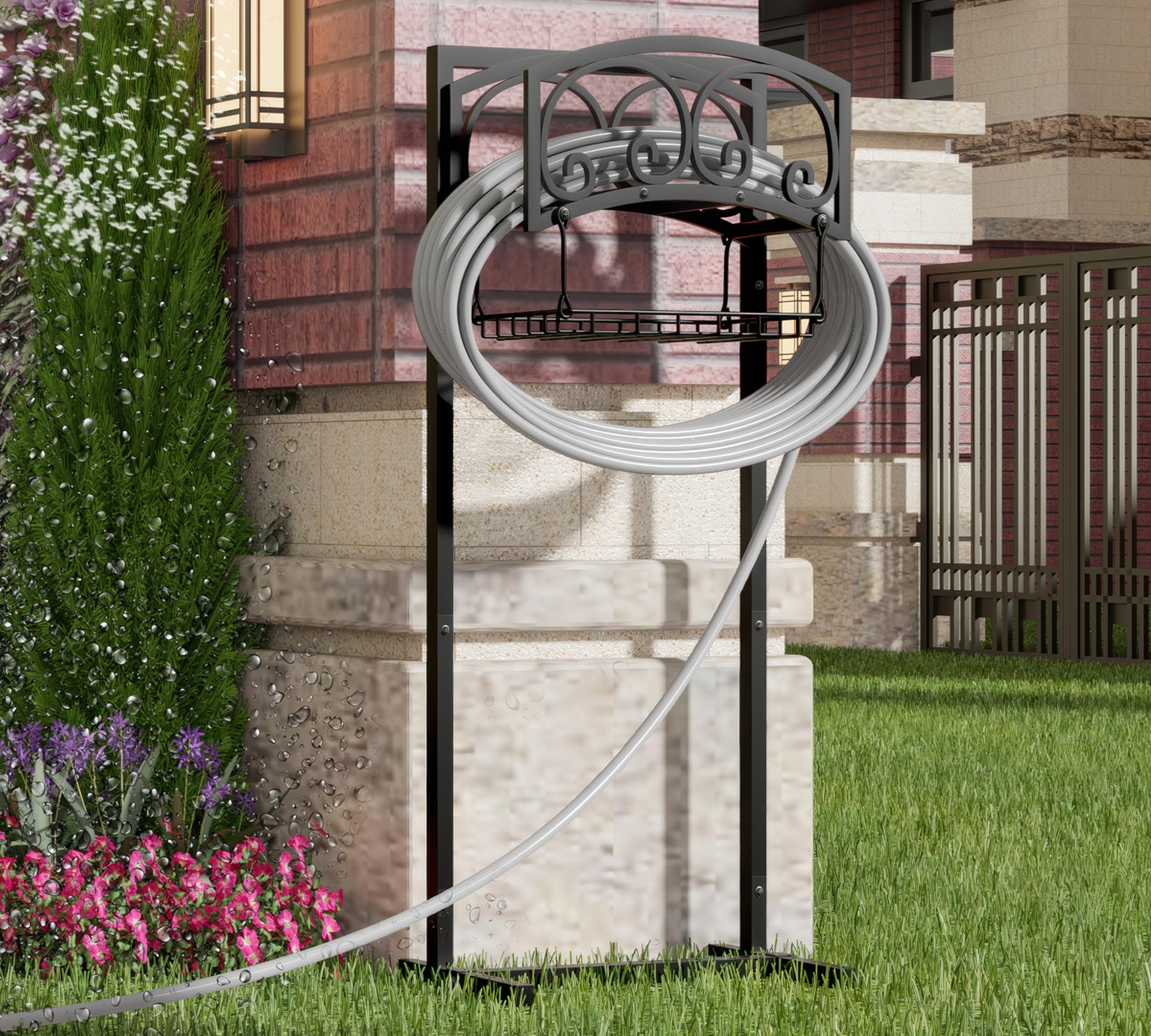 CALIDOLA close detail of integrated storage basket holding nozzles