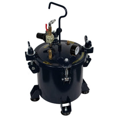 California Air Tools 255C front view showing compact blue pressure pot and handle for portability