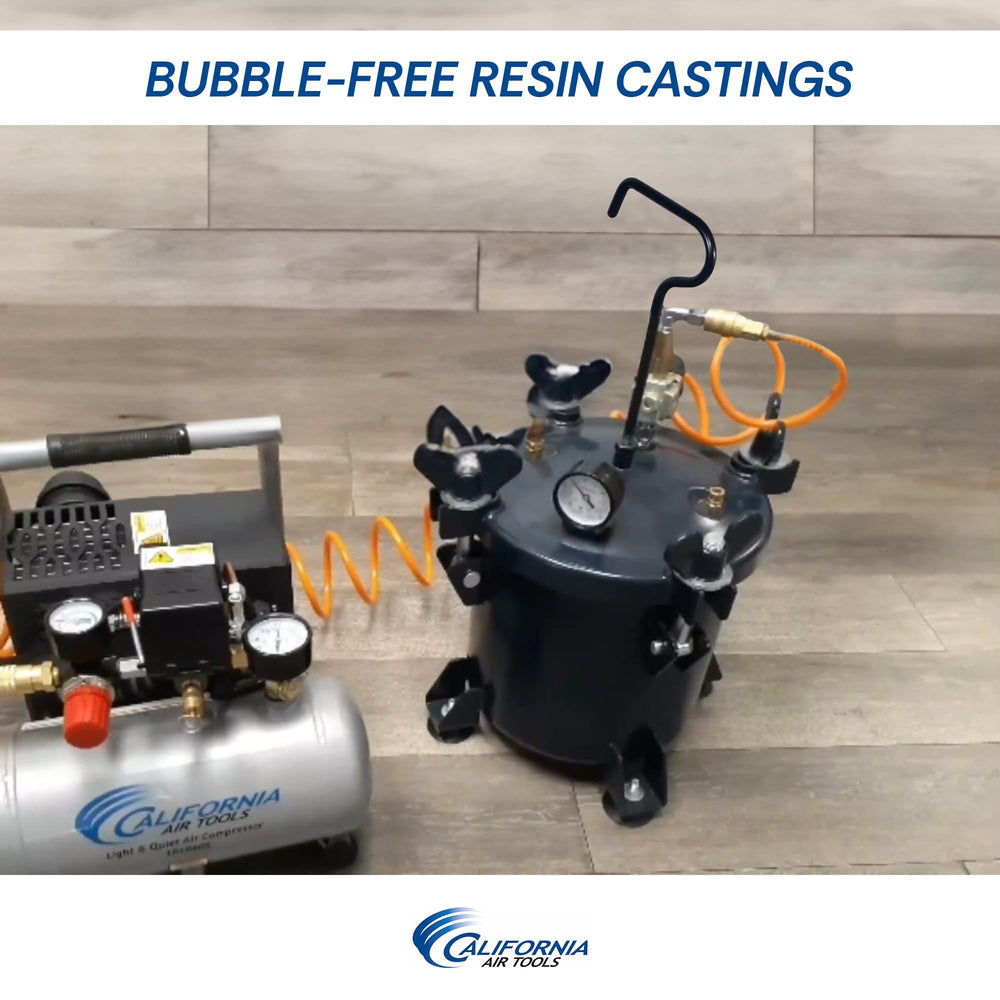 California Air Tools 255C open tank interior showing coated steel for easy cleaning benefit