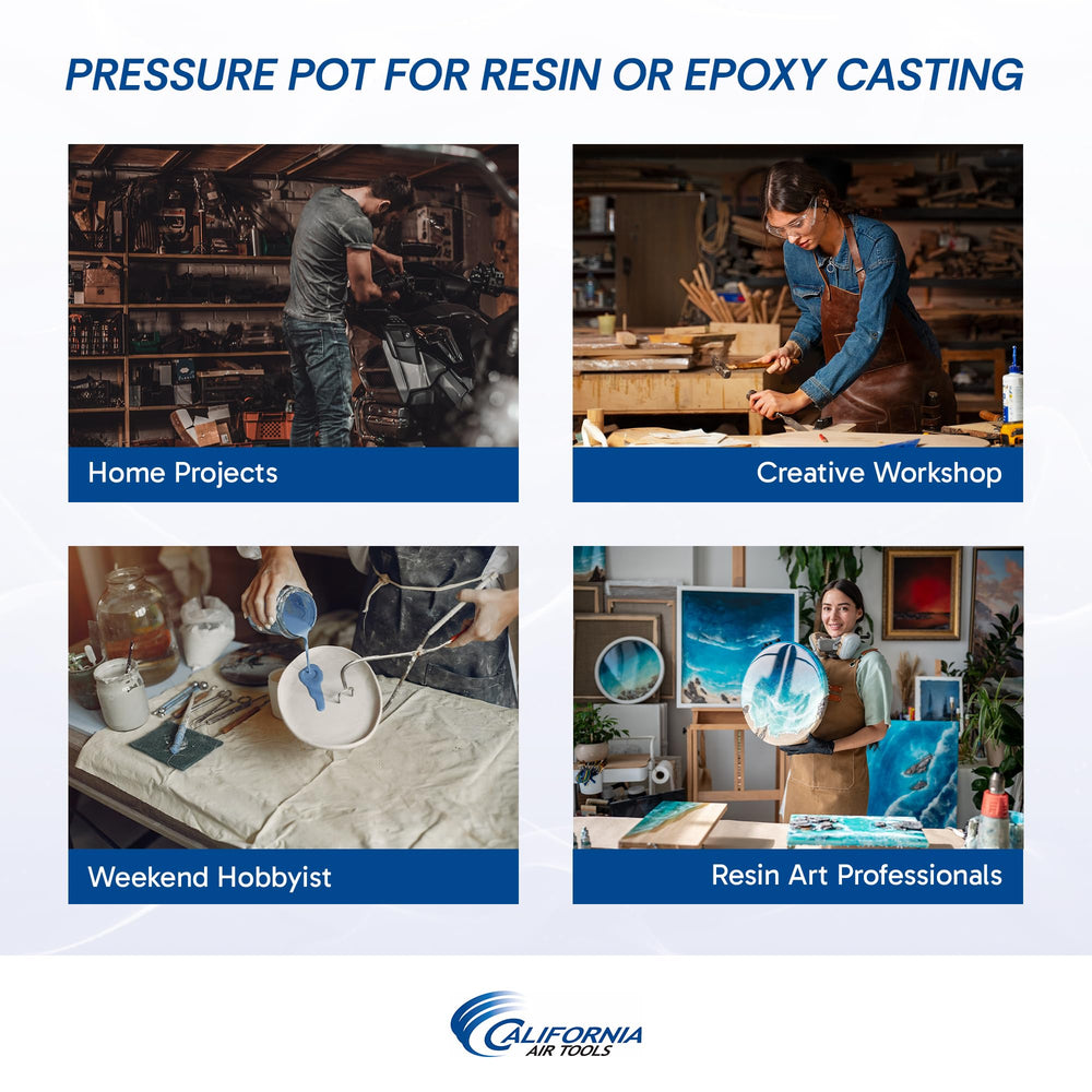 California Air Tools 255C with resin mold in use demonstrating clearer bubble-free casting