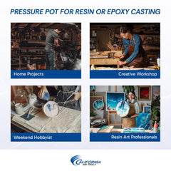 California Air Tools 255C with resin mold in use demonstrating clearer bubble-free casting