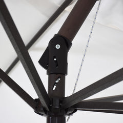 California Umbrella aluminum pole and eight ribs detail showing rust-resistant durability benefit