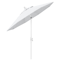 California Umbrella close-up of aluminum ribs and crank mechanism highlighting durable build