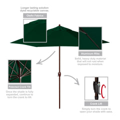 California Umbrella on a deck shading a dining set demonstrating easy tilt and comfortable outdoor living