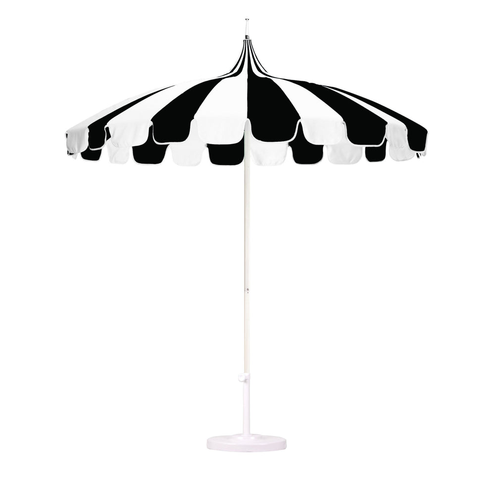California Umbrella pagoda front view showing canopy and sleek pole for stylish shade