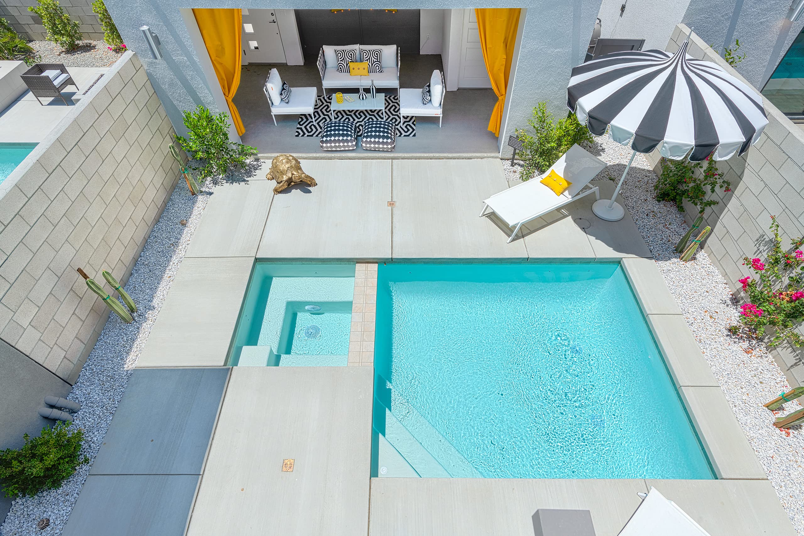 California Umbrella pagoda umbrella over patio set providing comfortable outdoor shade