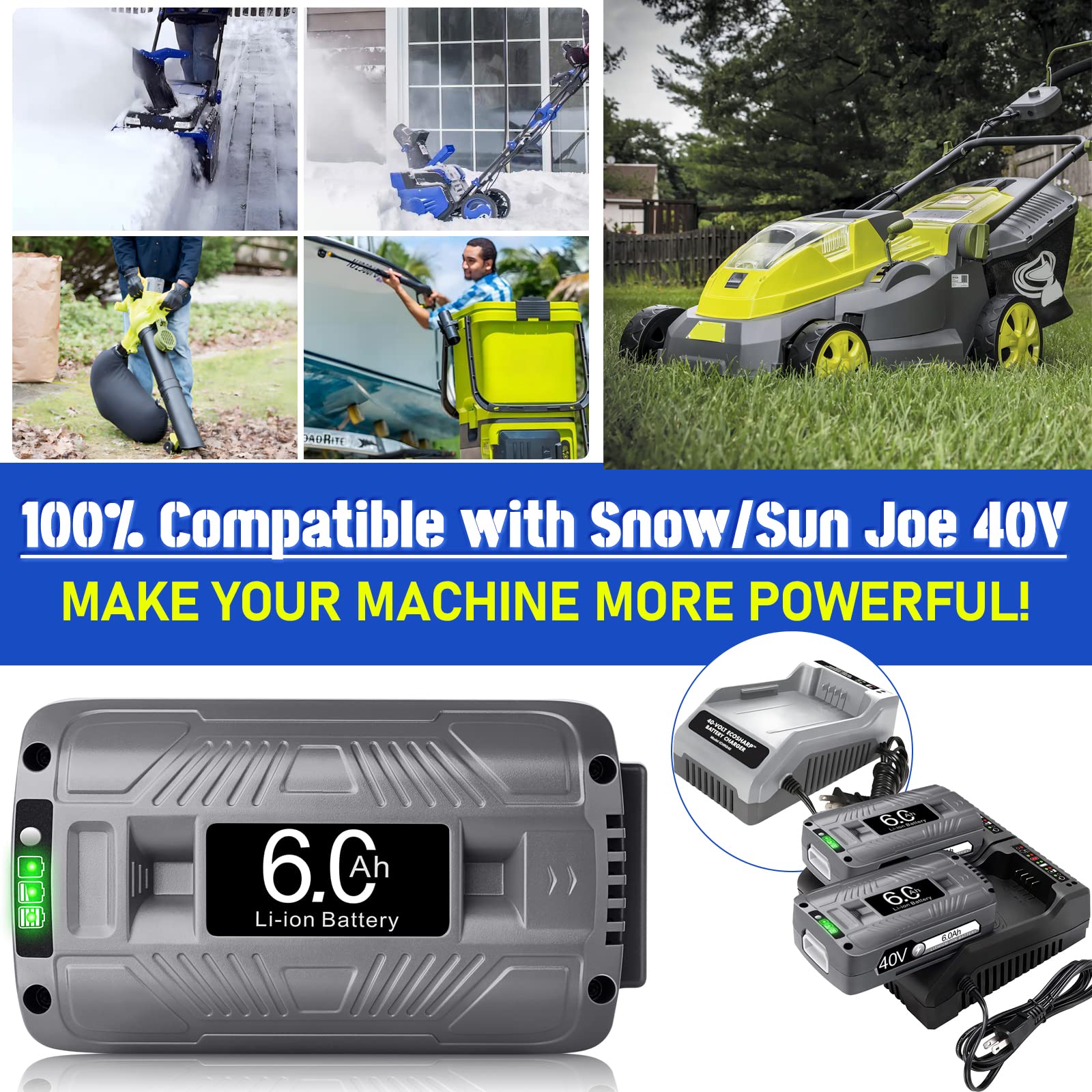 CaliHutt installed on Snow Joe snow blower demonstrating immediate power