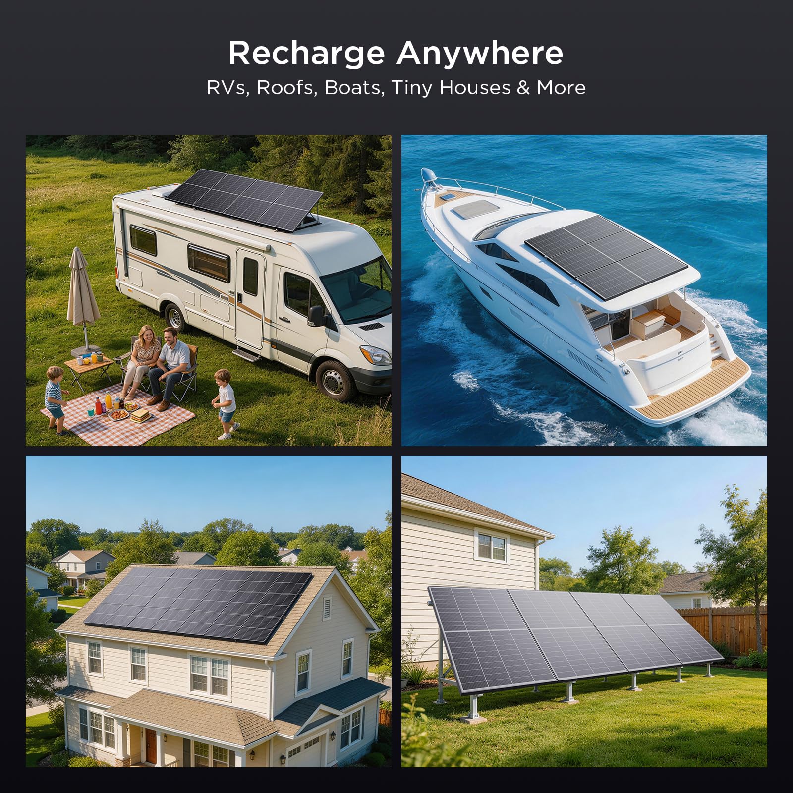 Callsun panel on camper at campsite showing dependable off-grid power