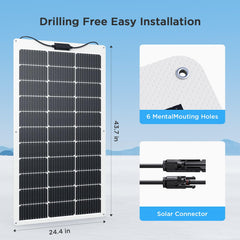 Callsun panel bent on RV roof demonstrating conforming fit and reduced wind drag