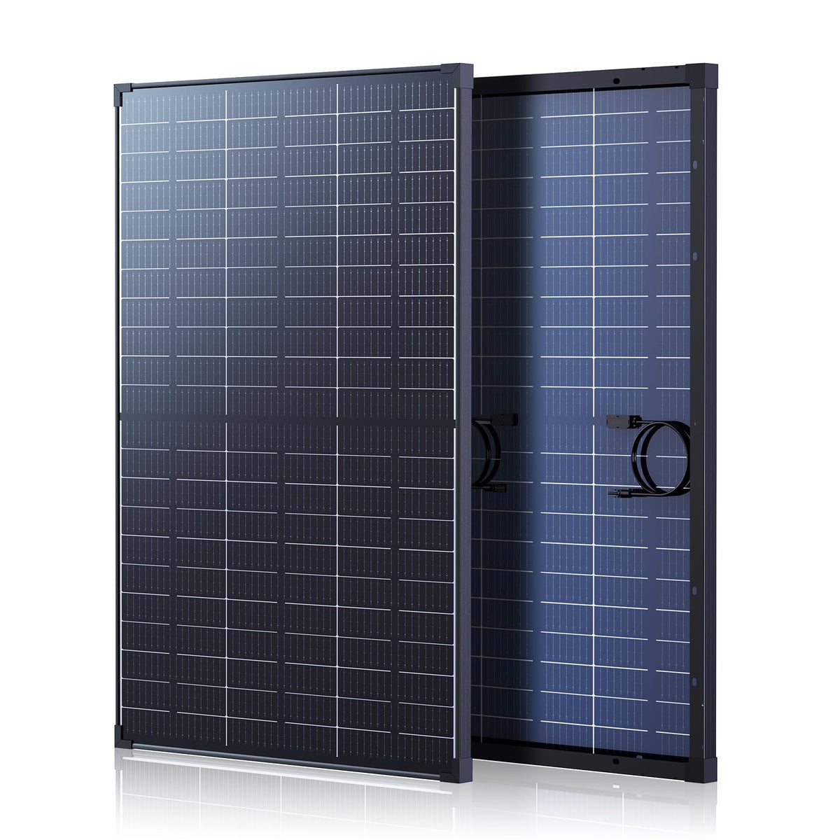 Callsun front view of 120W bifacial panel showing compact design and efficiency benefit