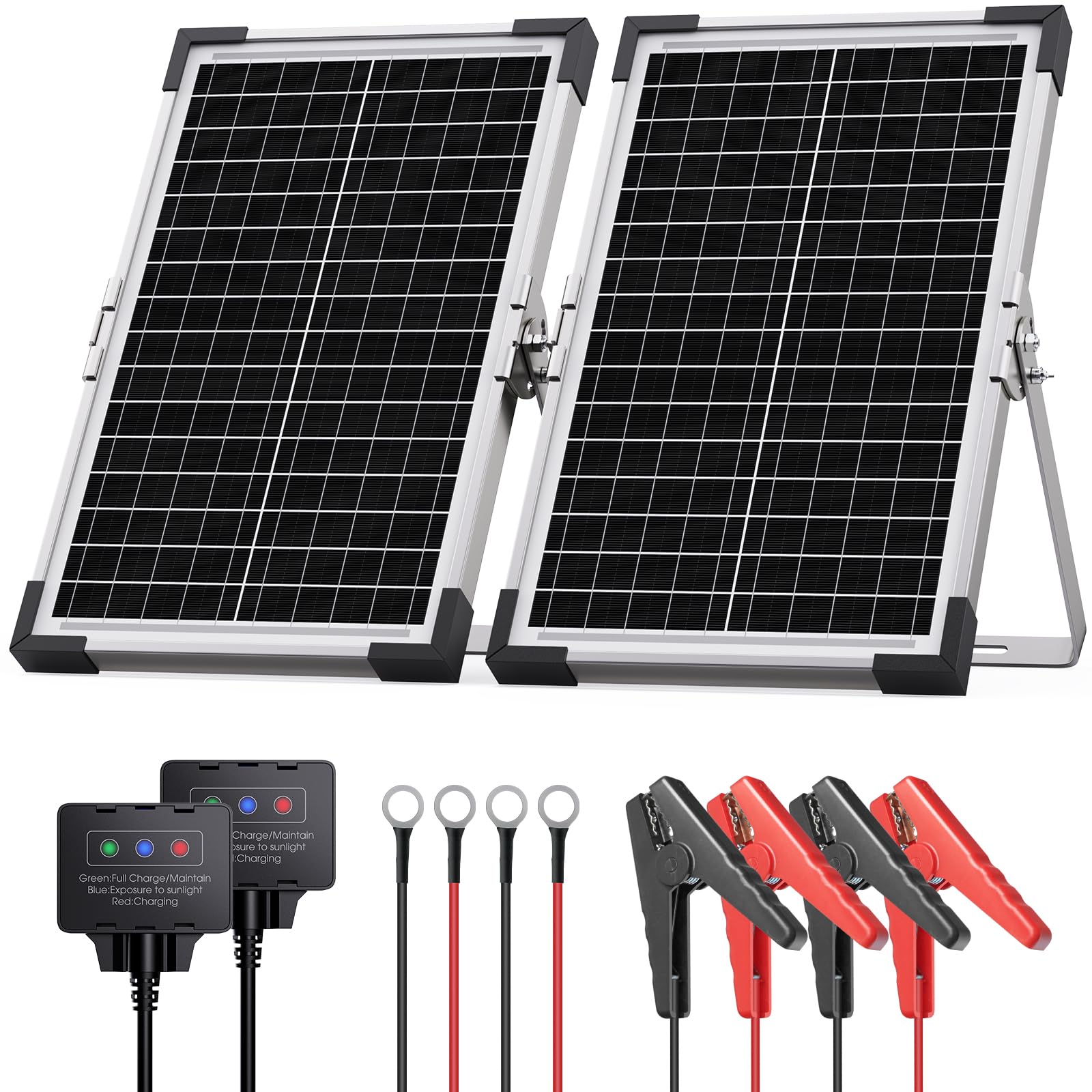 callsun front packaging showing dual 7.5W panels and benefit of easy installation