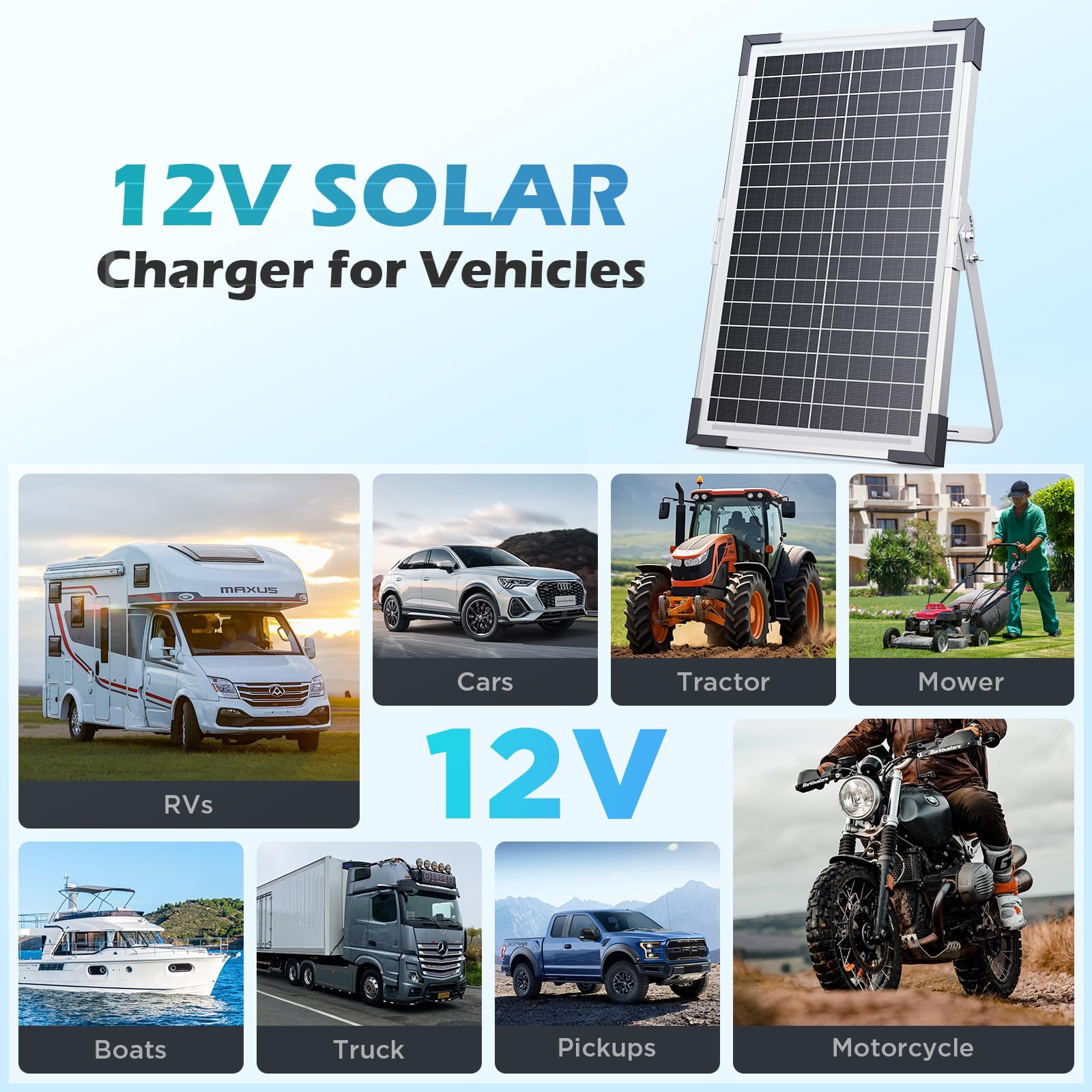 callsun panel next to car battery showing compact size and storage convenience