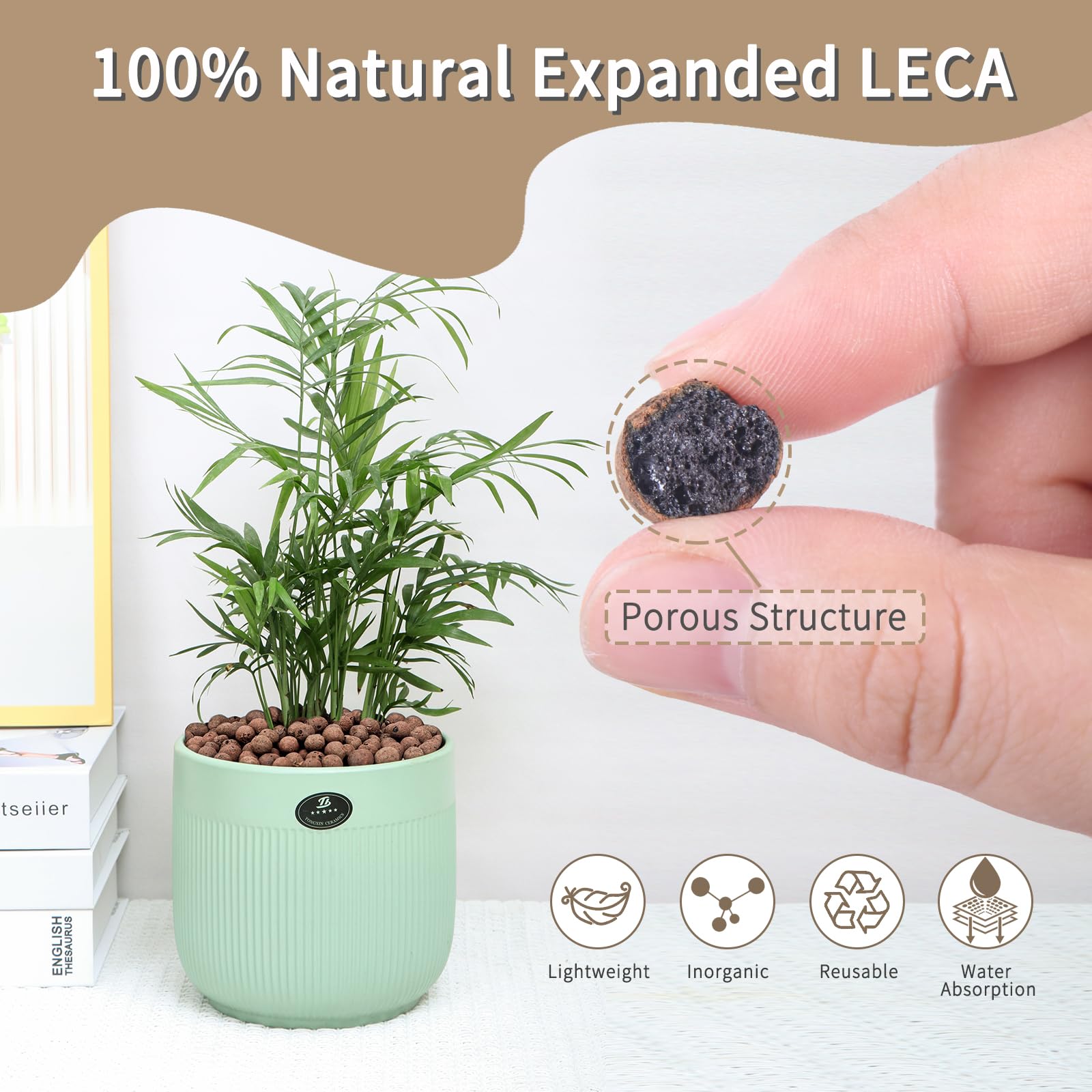 Calofulston drainage layer in pot demonstrating improved aeration benefit