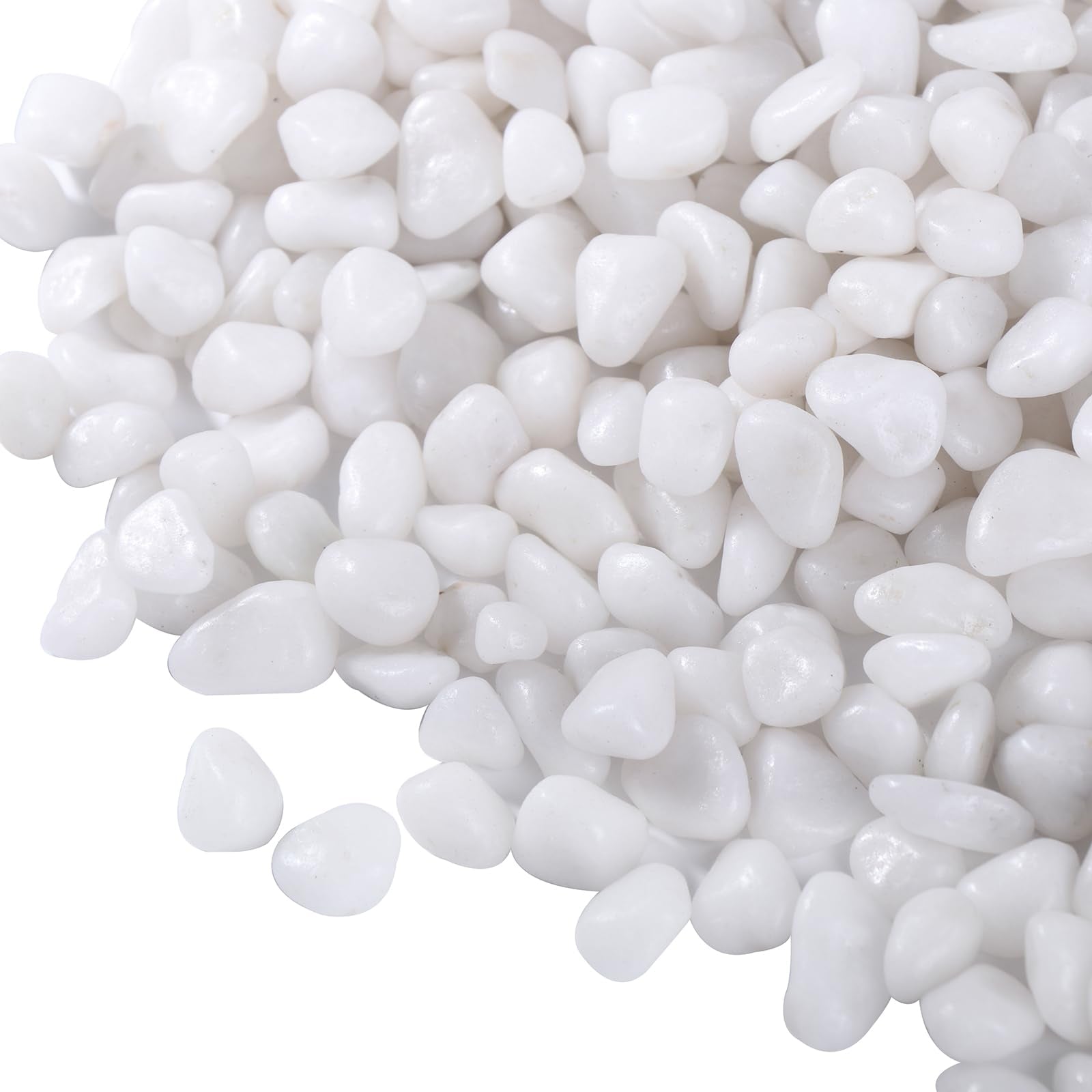 Calofulston front package of 10 lb white pebbles showing clean decorative benefit