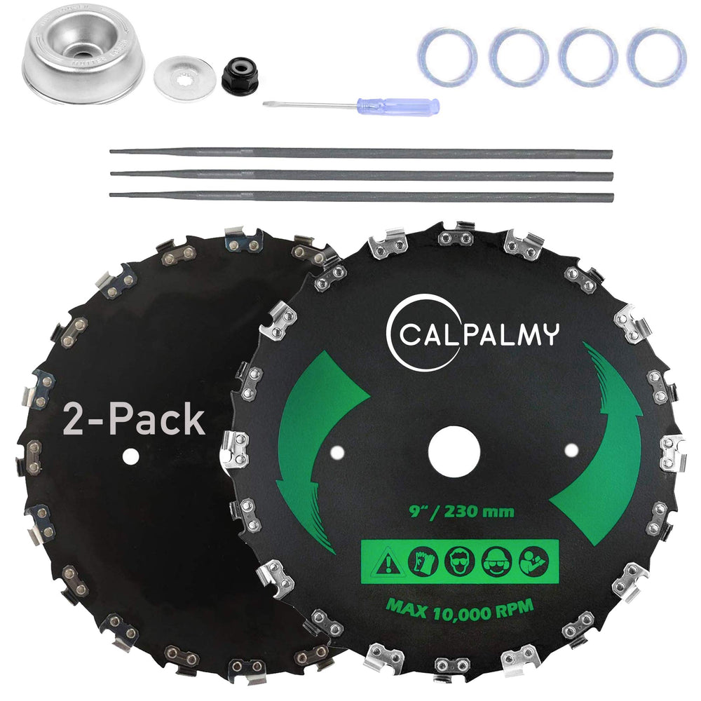 CALPALMY front view of 9-inch 20T blade kit showing durable packaging and included parts
