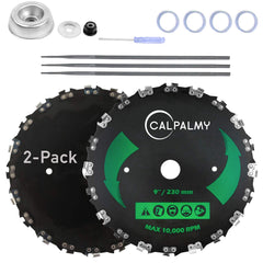 CALPALMY front view of 9-inch 20T blade kit showing durable packaging and included parts