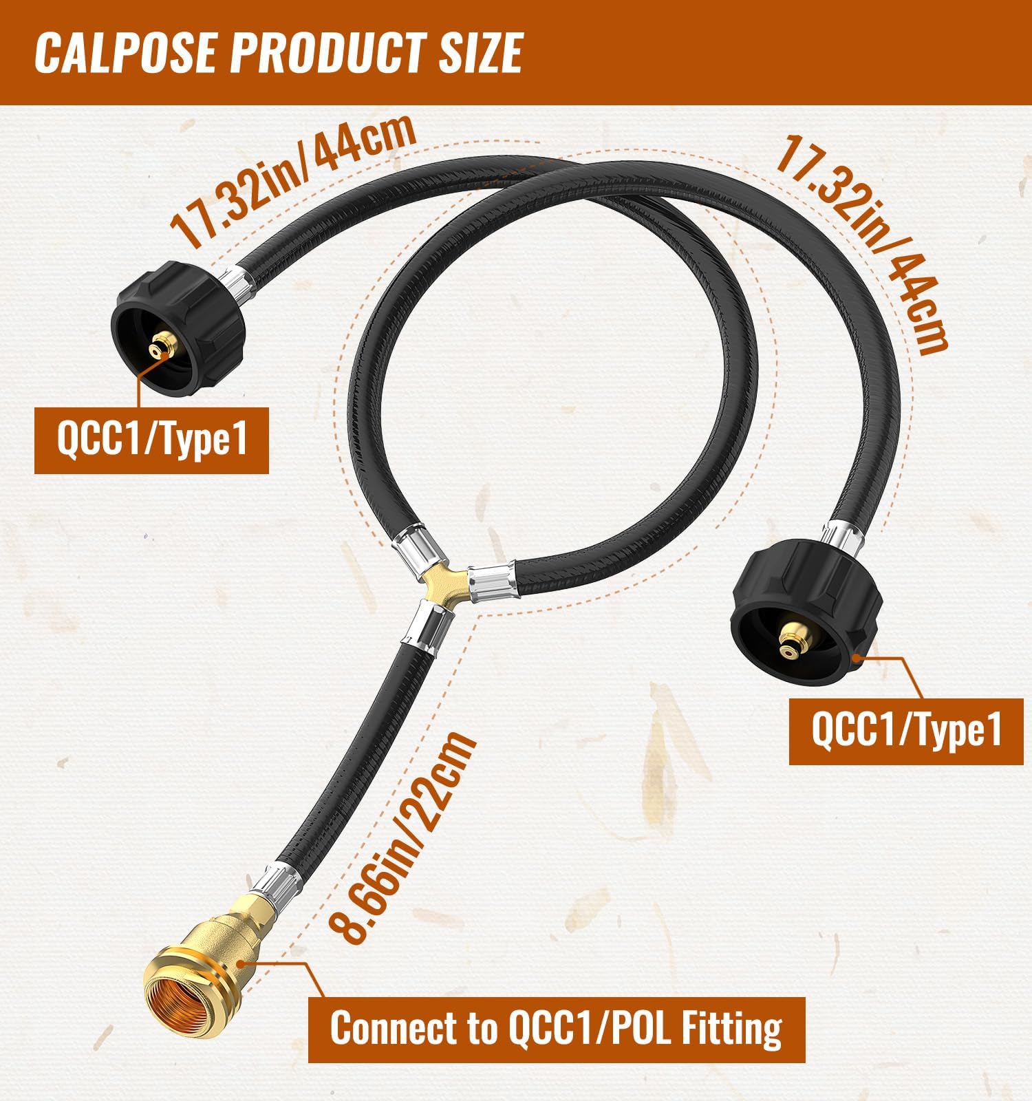 CALPOSE brass connector close-up highlighting secure, corrosion-resistant seal
