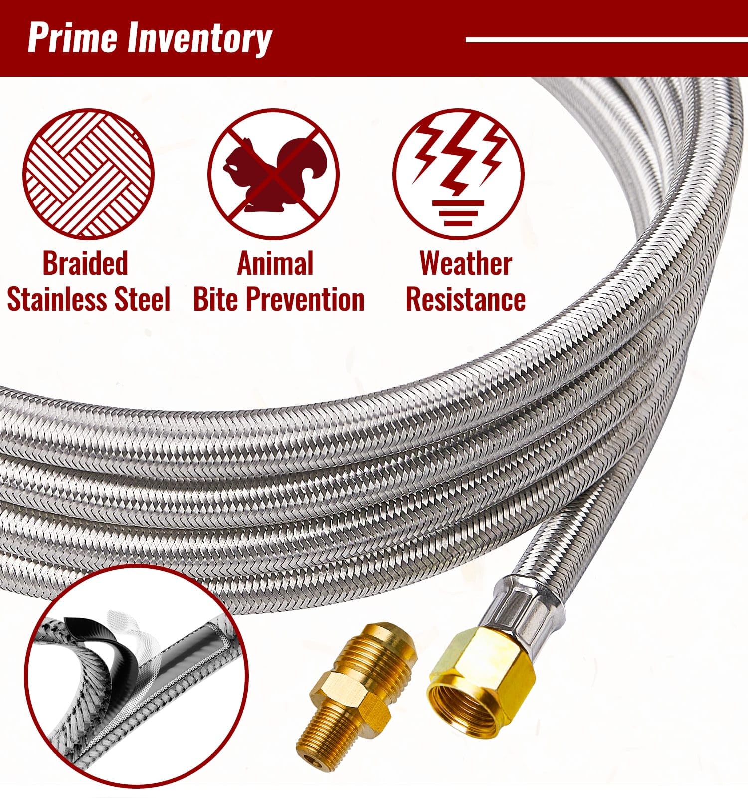CALPOSE coiled hose stored in garage showing neat storage and readiness for use