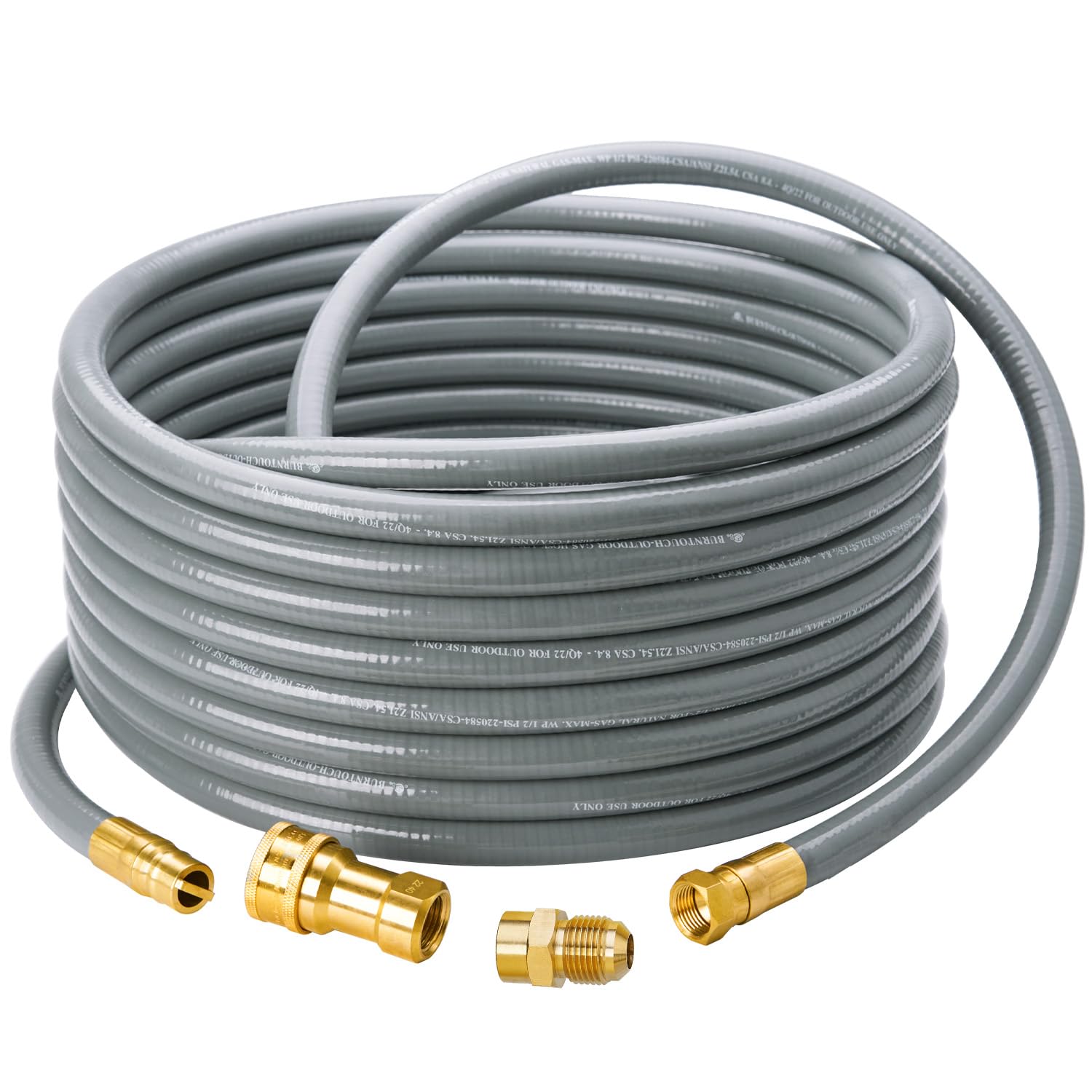 CALPOSE front view showing hose and fittings for easy grill connection