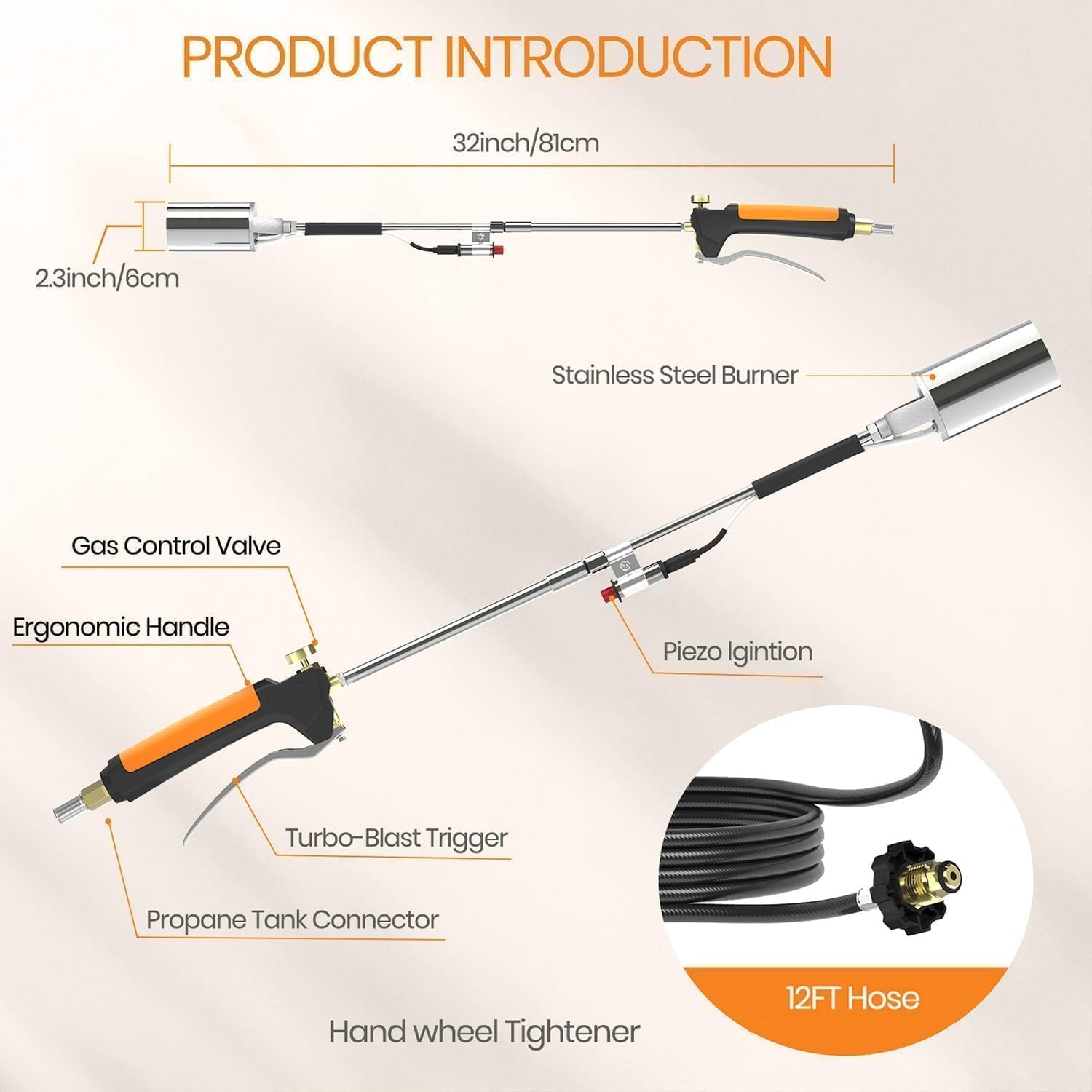 CALPOSE torch in use burning weeds fast for quick, chemical-free yard care