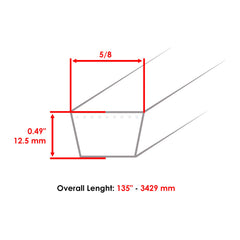 Caltric belt stretched showing 3429 mm length for accurate fit