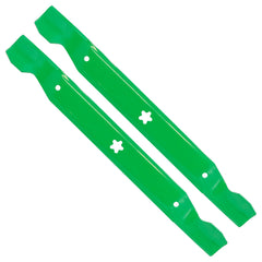 Caltric blades installed on mower deck demonstrating reduced vibration and smooth cut