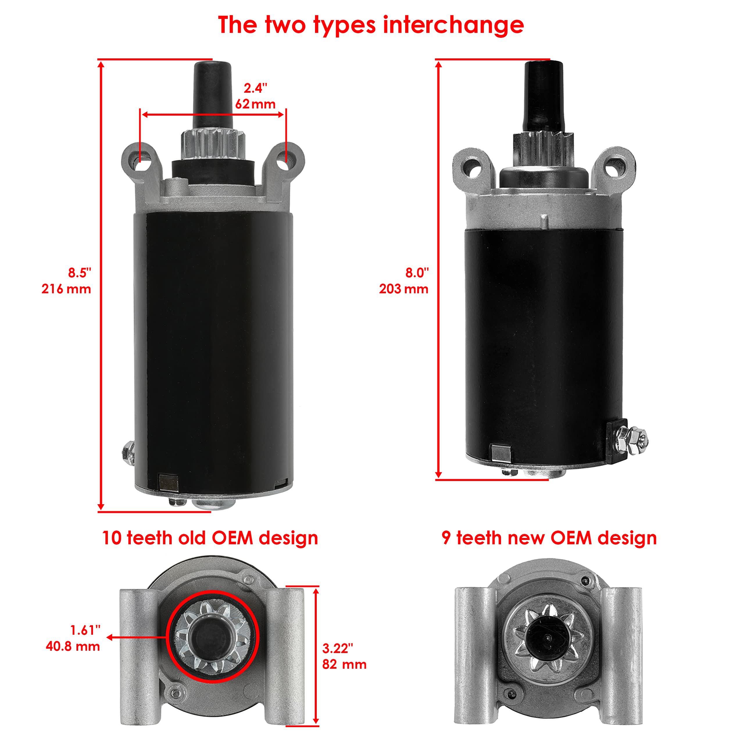 Caltric starter side showing mounting flange and bolt holes for easy alignment