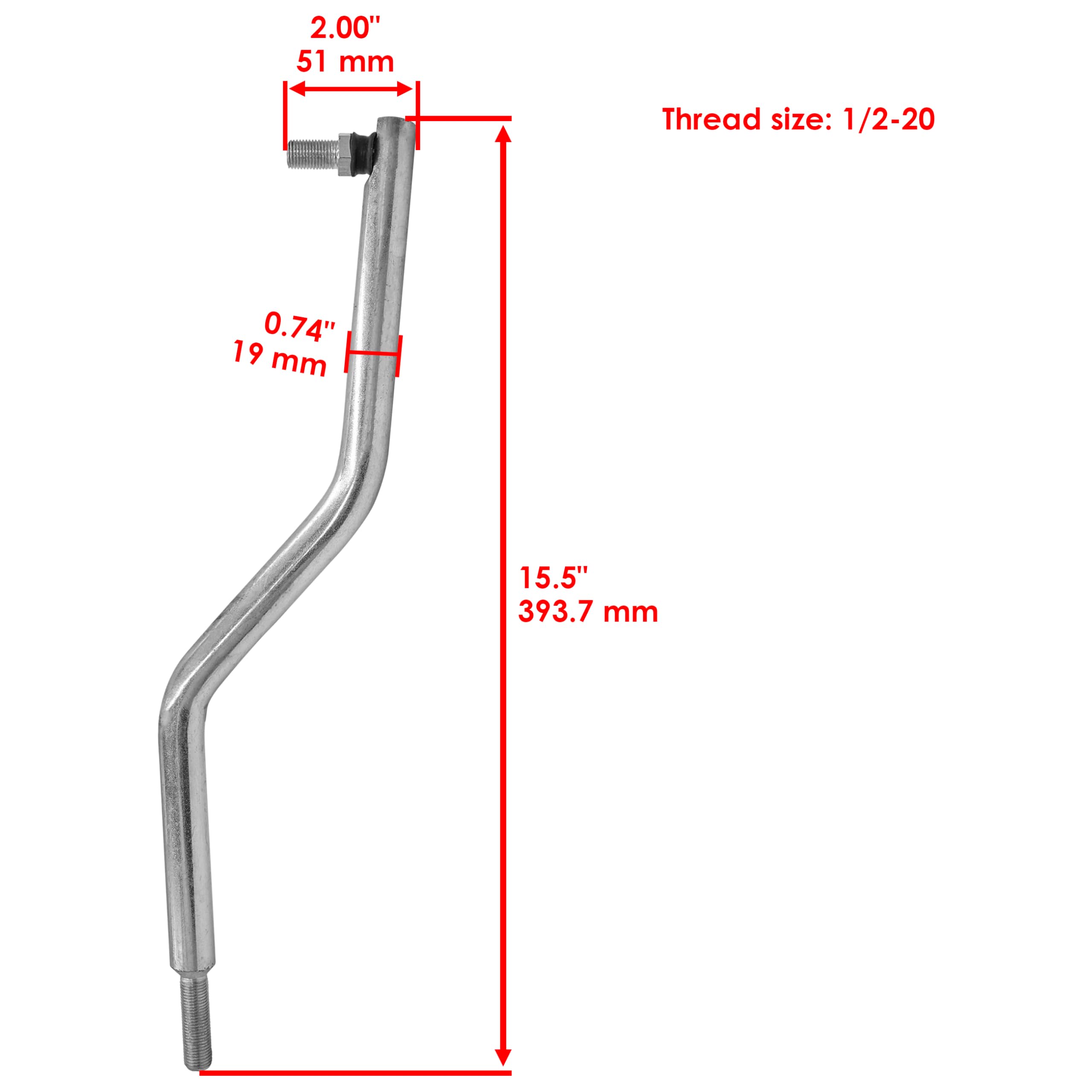 Caltric steering drag link close-up threaded end with durable finish for secure fit