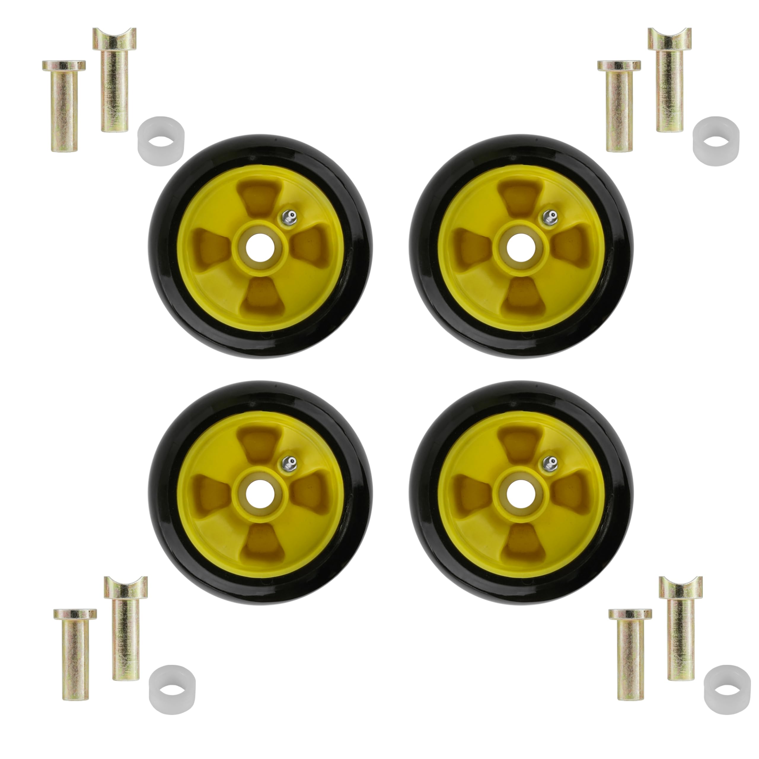 Caltric wheel mounted on mower deck demonstrating proper support