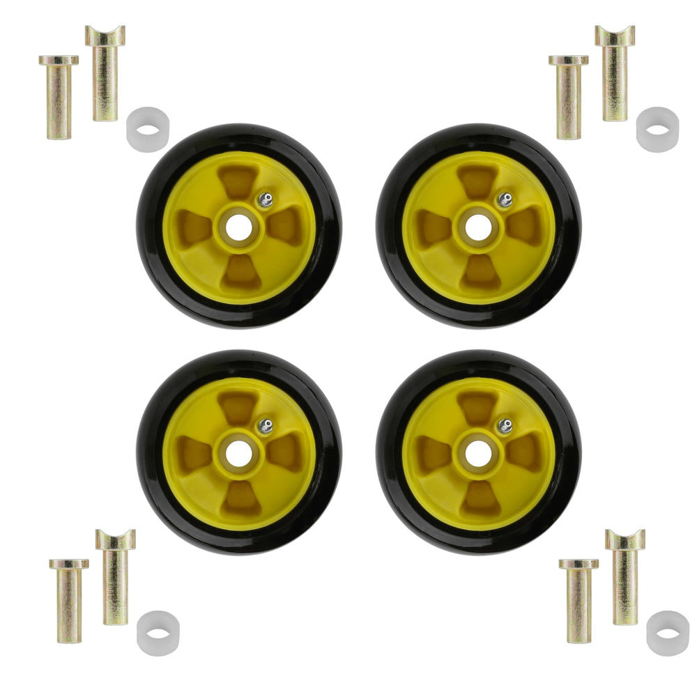 Caltric wheel mounted on mower deck demonstrating proper support