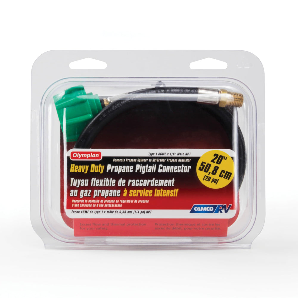 Camco 59843 hose close-up highlighting durable construction and flexible fittings benefit