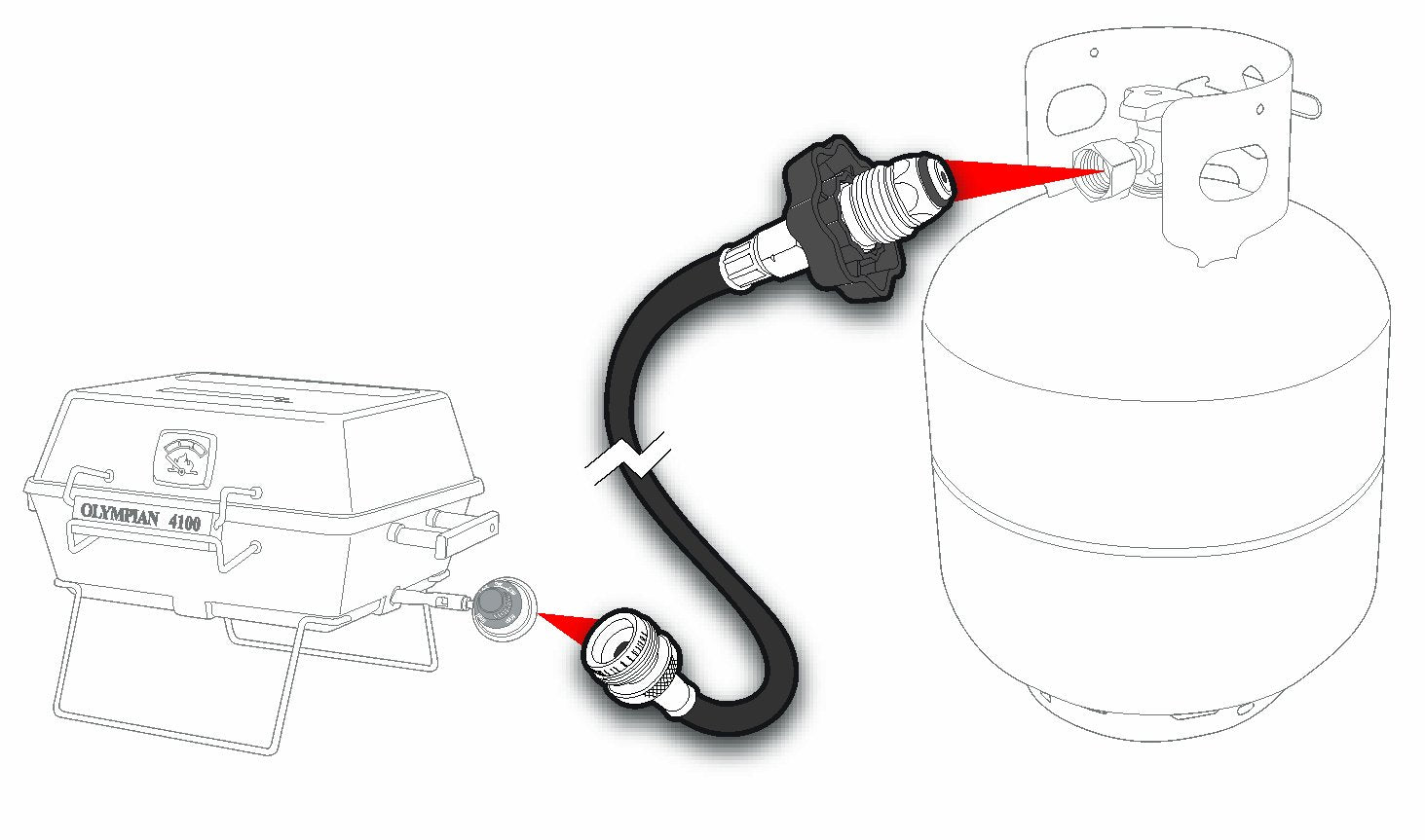 Camco connector fittings close-up highlighting ACME nut and 1/4" inverted flare benefit