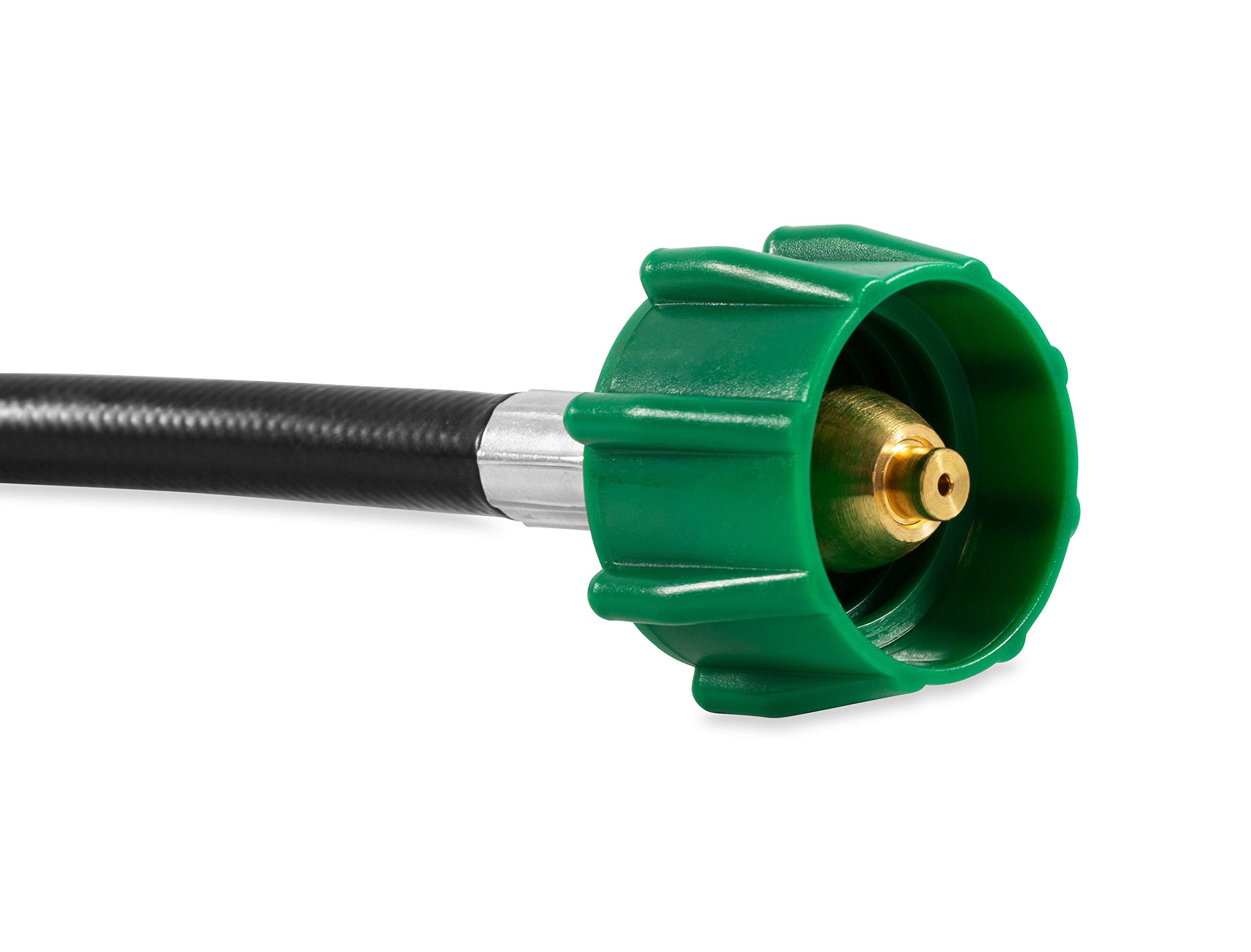 Camco hose texture and 24-inch length displayed to show flexibility and routing benefits