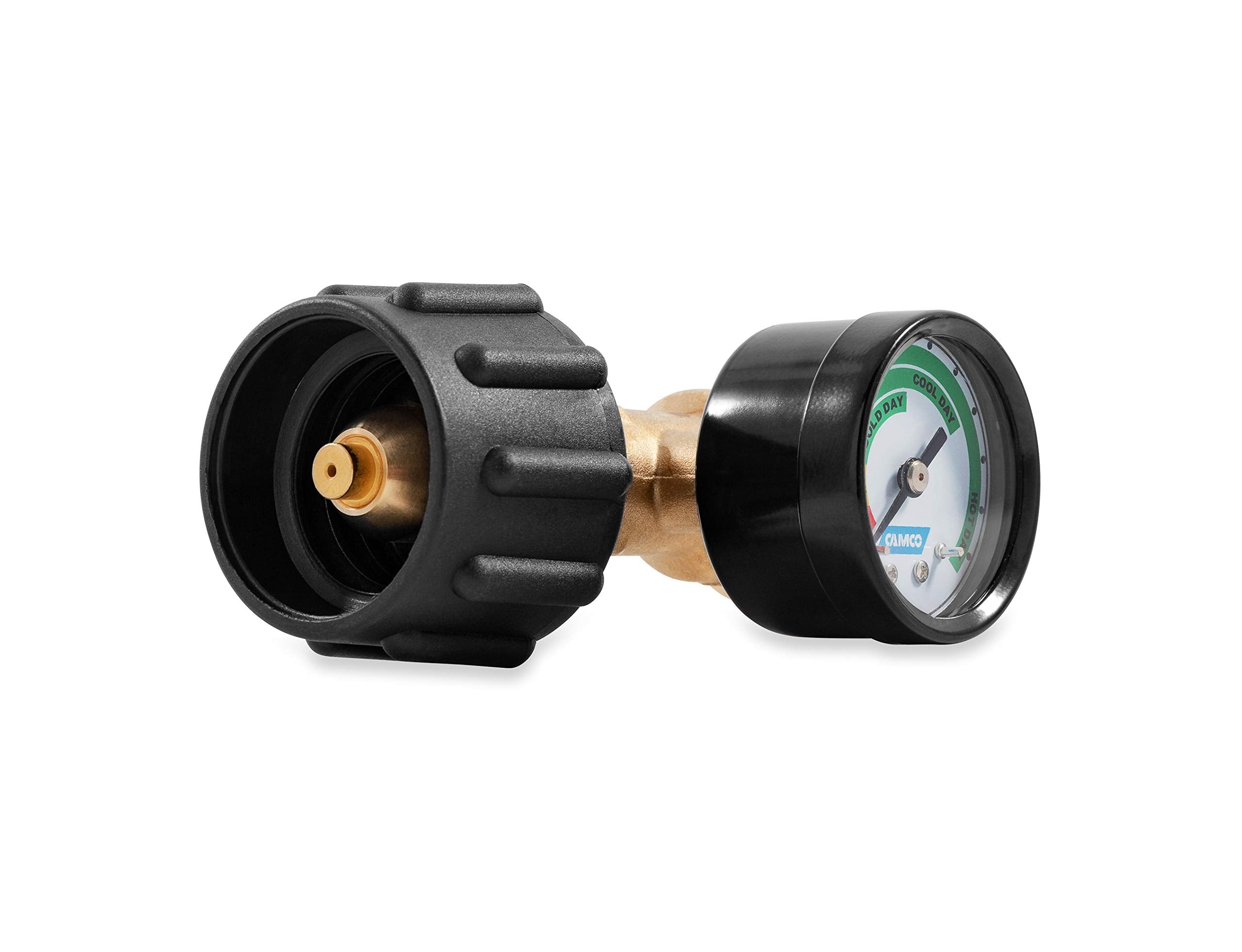 Camco installed on an RV regulator showing safe inline connection and added protection