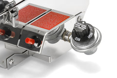 Camco Kuuma folded legs for transport showing compact, stable setup