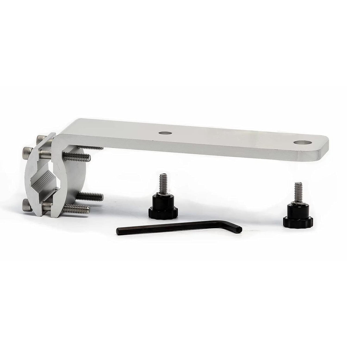 Camco Kuuma rail mount front view showing stable mounting and secure hold