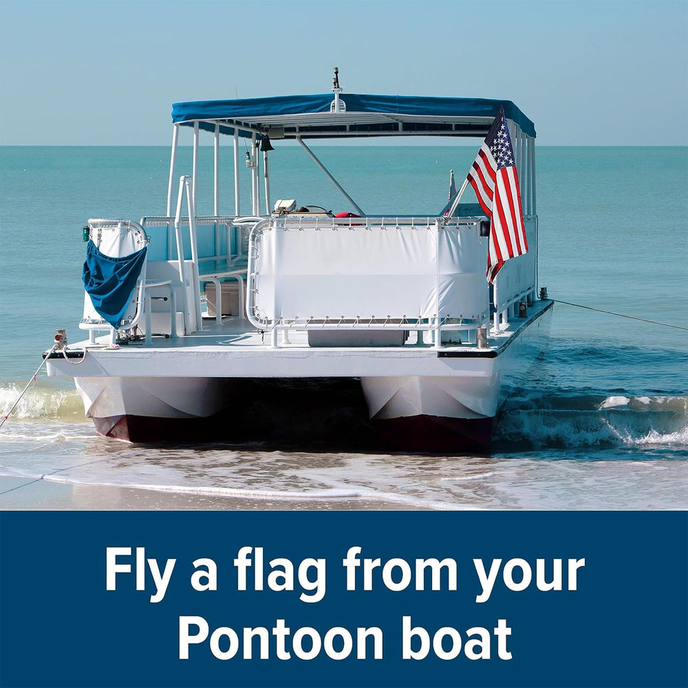 Camco mounted on pontoon rail showing secure installation while cruising